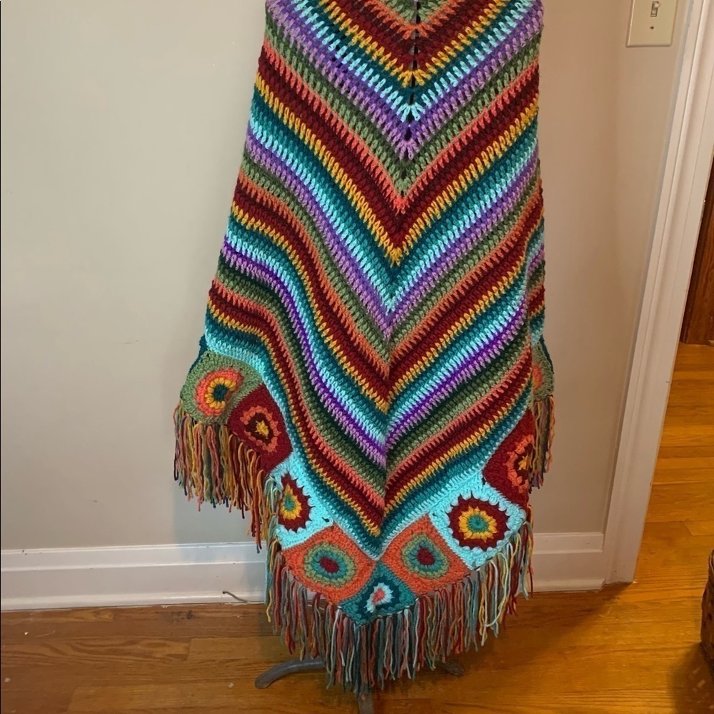Granny Square Poncho Shawl - Picture 8 of 11